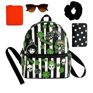 Beetlejuice Striped Mini Backpack Kawaii Horror Retro Collectible 9x11 Rare EUC